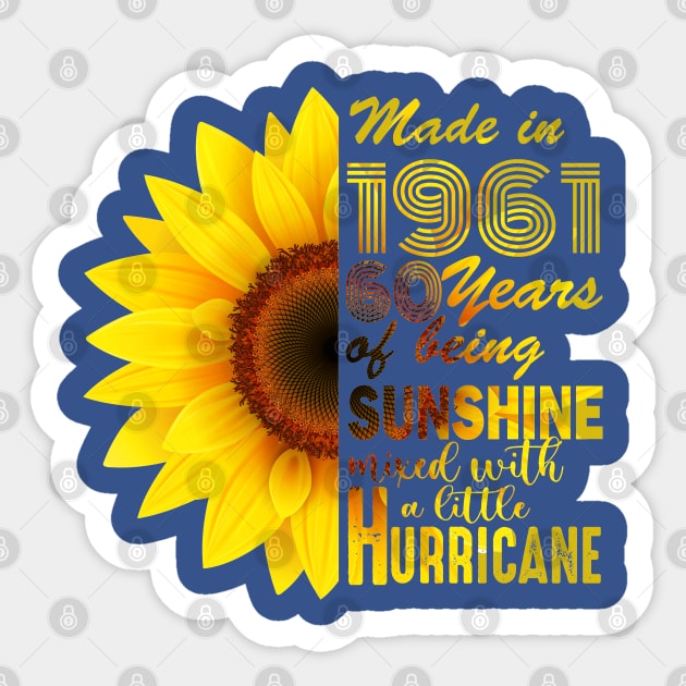 Vintage 1961 Sunflower 60th Birthday Awesome Gift Sticker by Salt88